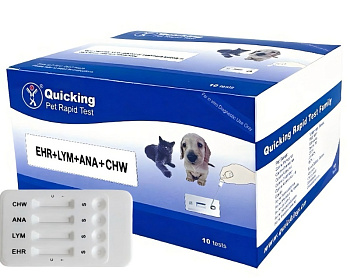 Экспресс-тест для диагностики Эрлихиоза Лайма Анаплазмоза Дирофиляриоза EHRLI+Lyme+ANA+CHW