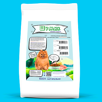 Сухой полнорационный корм для собак мелких пород со вкусом рыбного ассорти (Шумик)